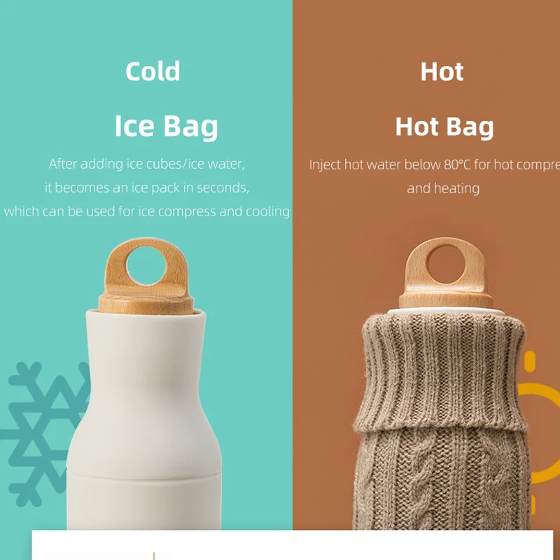 SHIMOYAMA Warm Water Bottle Water Injection Hot Water Bag Portable Silicone Bag for Female Warmer Hand Belly Summer Ice Bag