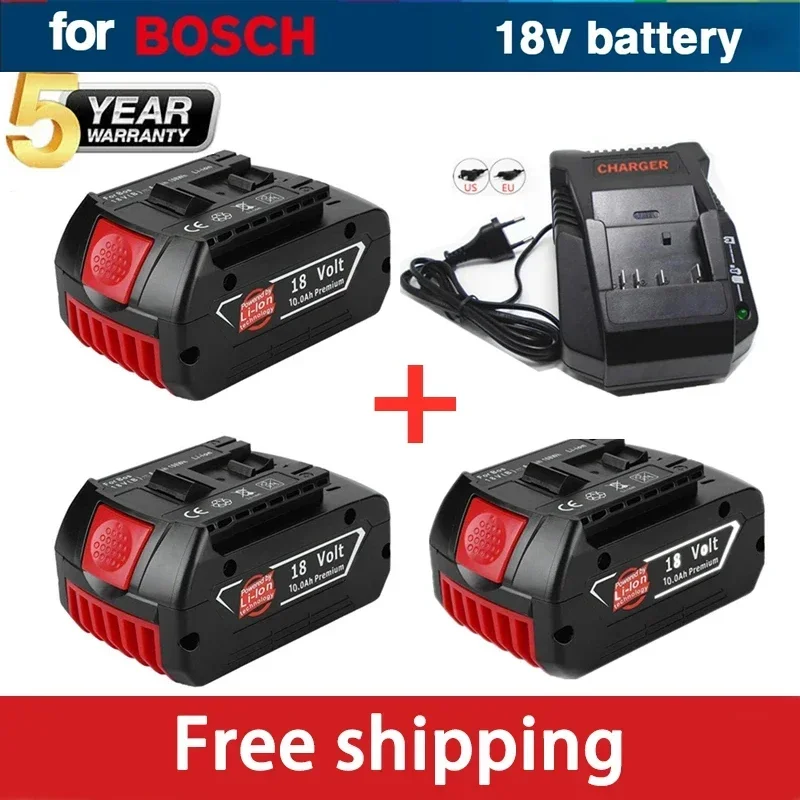 

18V Battery 10.0Ah For Bosch Electric Drill 18 V Rechargeable Li-ion Batteryies BAT609 BAT609G BAT618 BAT618G BAT614 + 1 Charger