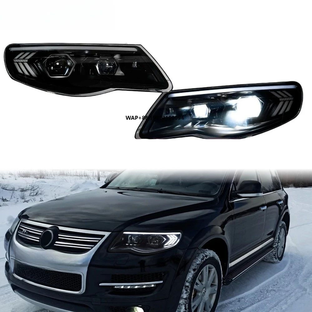 

Фары для Touareg 2007-2010: Обновленные светодиодные линзы, передние фонари, автомобильные аксессуары, хит продаж, Plug and Play, DRL