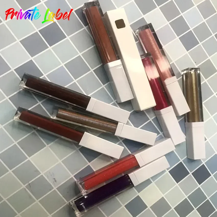 Private Label 45colors Square Tube Lipgloss Matte Shimmer Moisturizing Waterproof Non Stick Cup Easy To Apply Liquid Lipstick