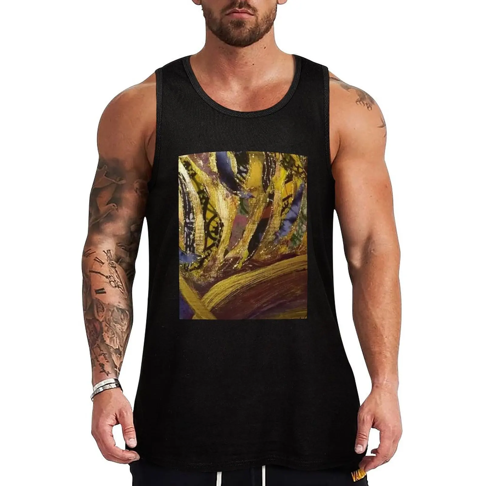 

Golden Tank Top Men's sleeveless Men's summer t-shirt bodybuilding