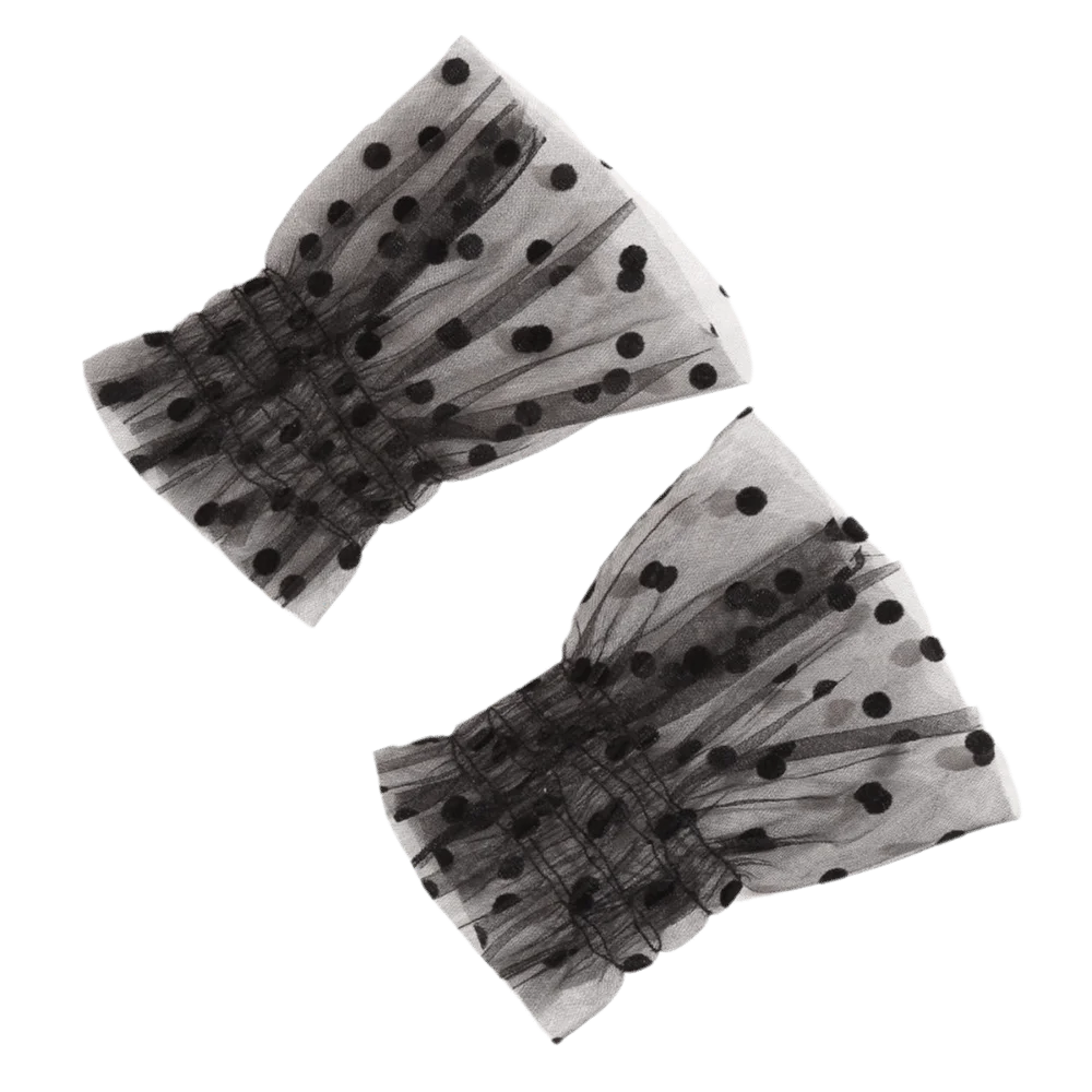 

Elegant Pleated Tulle Polka Dot Fake Cuffs Ruffle Thin Mesh False Sleeve Elastic Detachable Wristband Nail Art Display