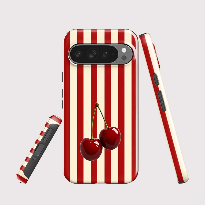 Fcicicase Cherry Stripe Pattern Phone Case For Google Pixel 10A 9 10 Pro 9 10 Pro XL 8 8A 7A Shockproof Matte Acrylic Cover view 2