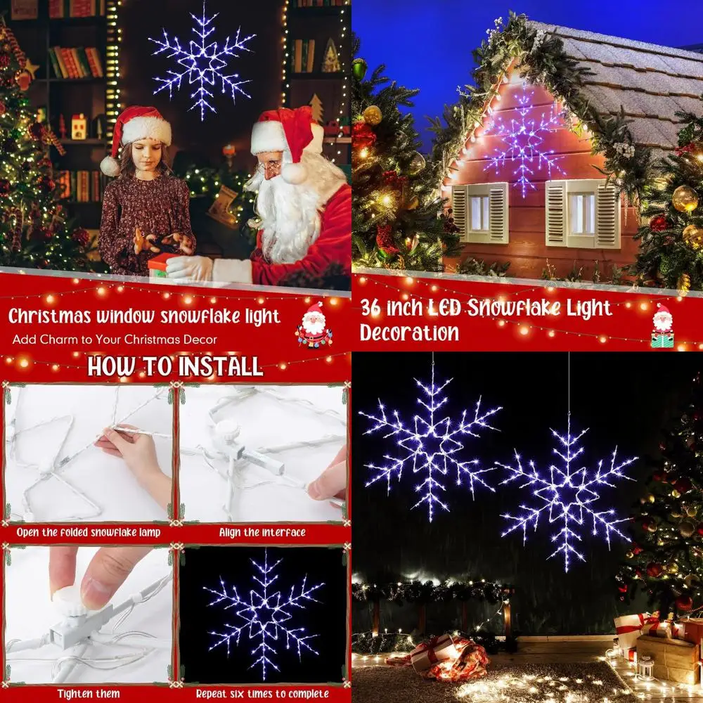

Set of 2 Large 36 LED Snowflake Lights with Twinkling Effects - Ideal for Indoor or Outdoor Holiday Decor