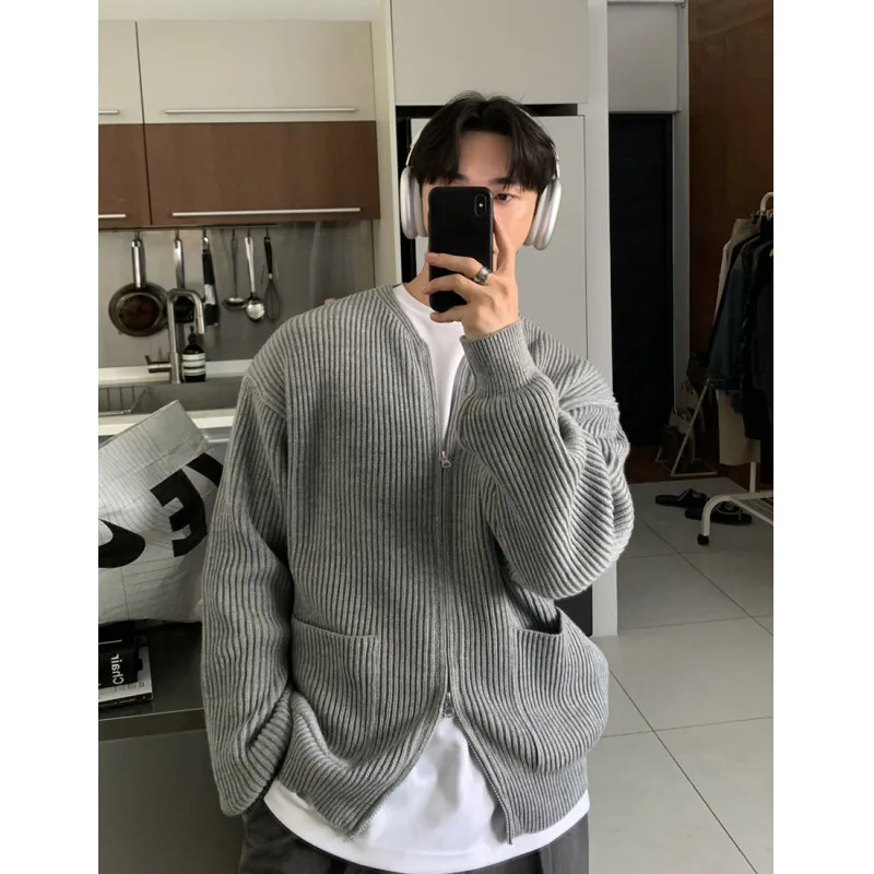 Winter Cardigan Sweater Men Warm Oversized Knitted Sweater Coat Men Korean Loose Long Sleeved Sweater Mens Jumper Clothes M-2XL