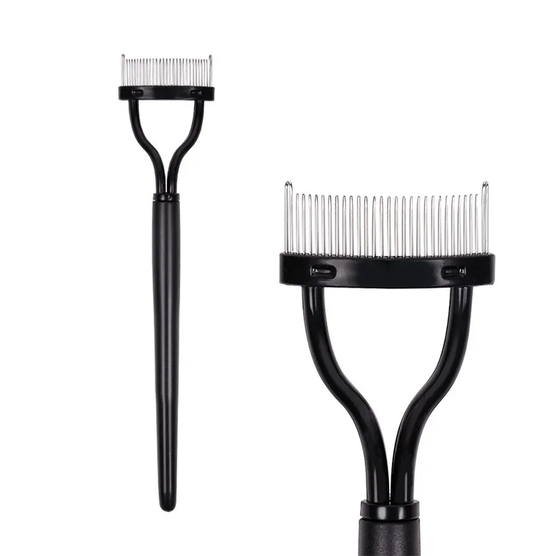 Portable Eyelash Comb Half-Curved Steel Needle Eyebrow Shaving Brush Grafting Eyelash Tool Women's Facial Makeup Accessory