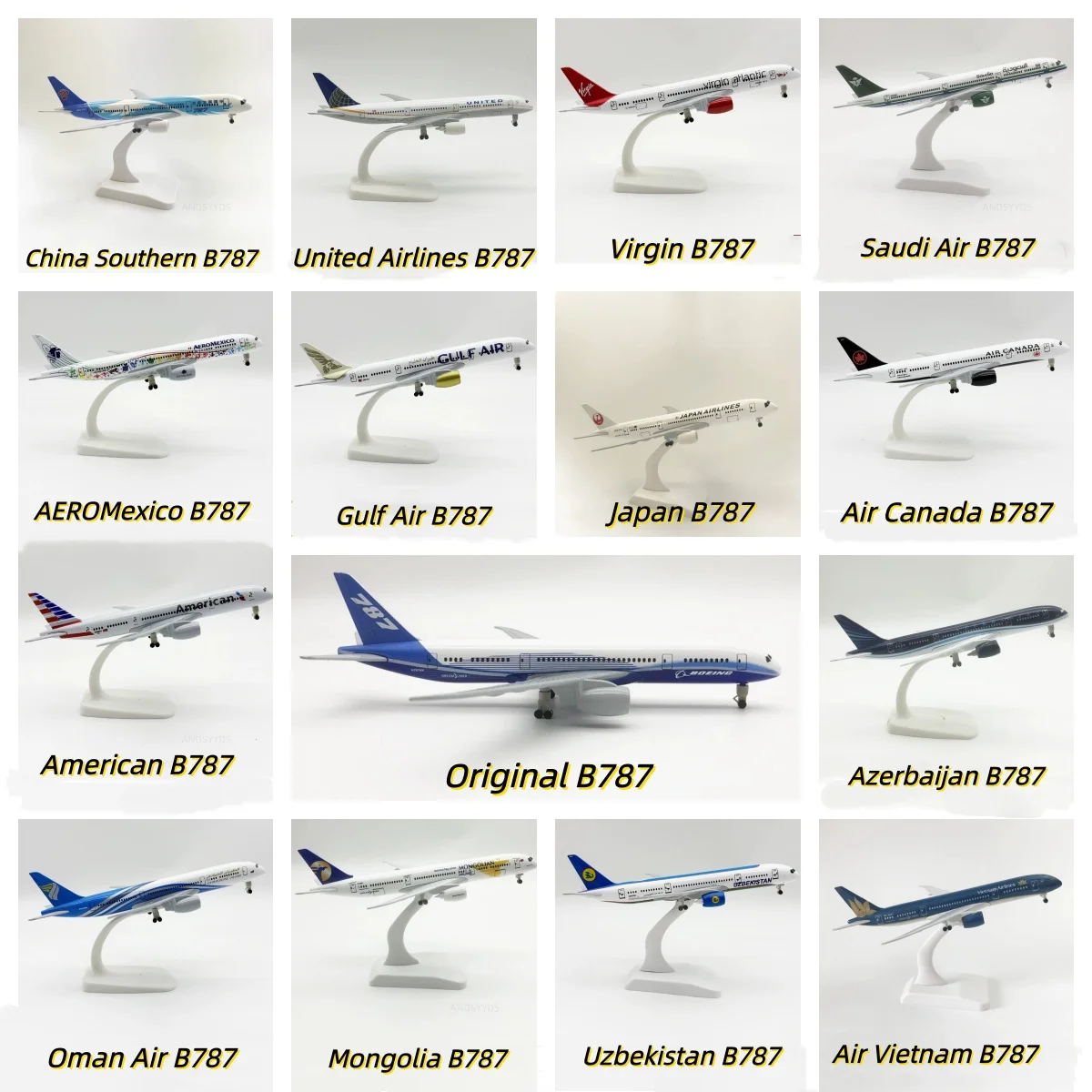 20cm Scale Aircraft B787 Series Airways Alloy Diecast Airplane Model With Wheels For Adults Hobby Collectible Miniature Plane