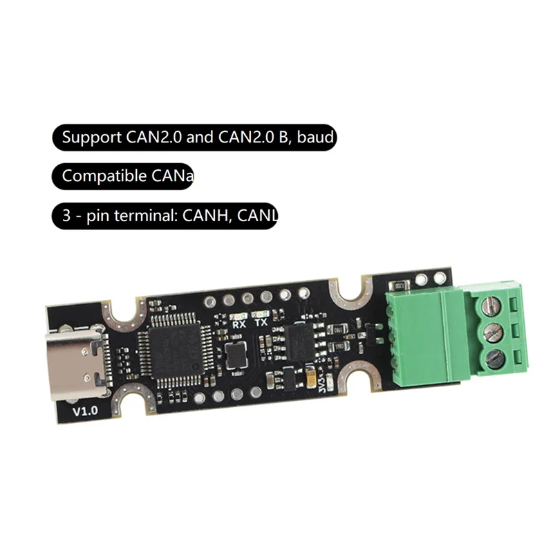 محول AY03-USB إلى CAN مع شريحة STM32F072 يدعم CAN2.0A & B المستخدمة في البرامج الثابتة Canable / Candlelight / Klipper
