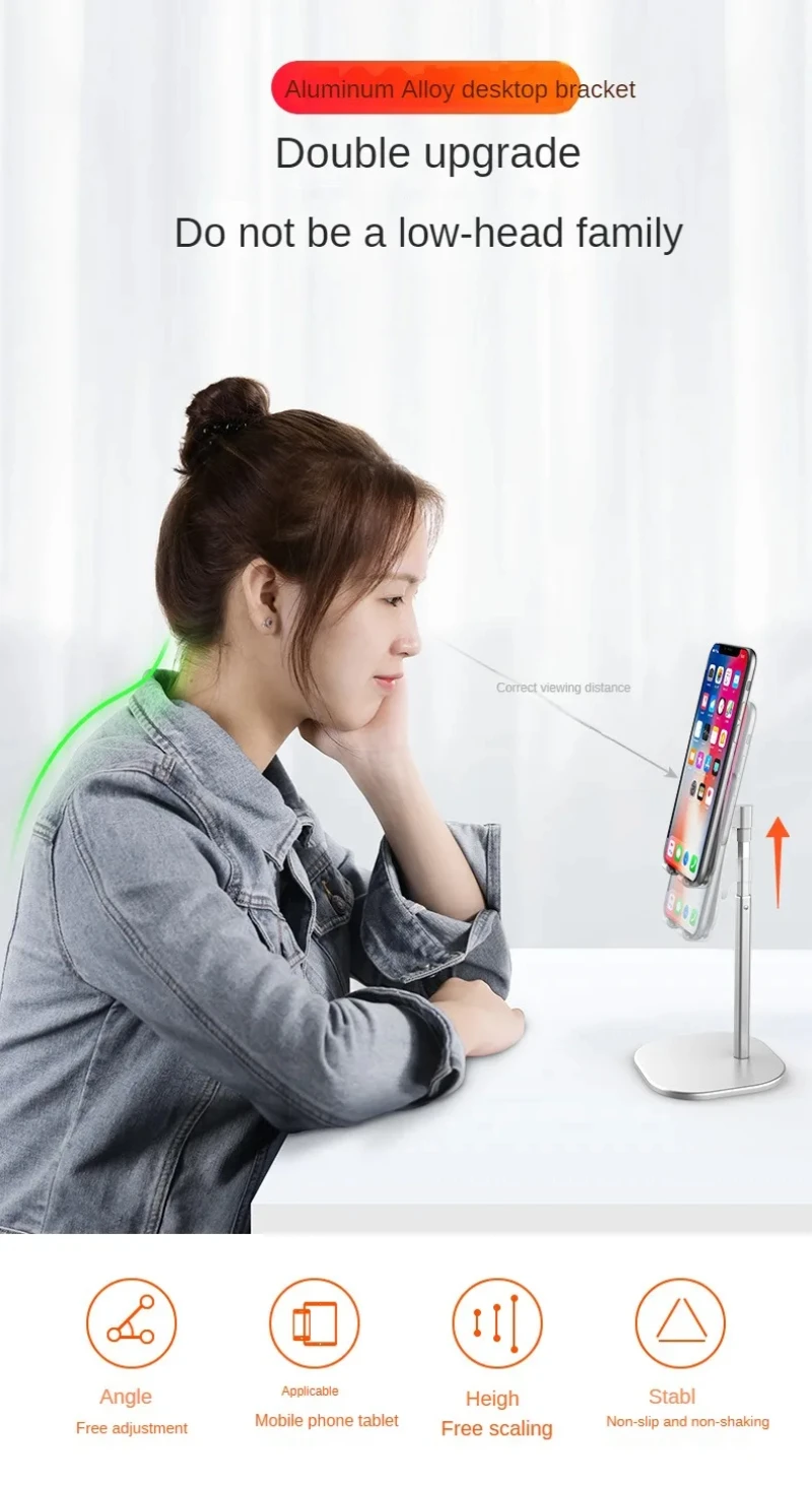 Desktop Telefon Halter Tablet Ständer Für Ipad Telefone Universal Halterung Teleskop Einstellbare Höhe Winkel Metall Live Unterstützung – Detail 2