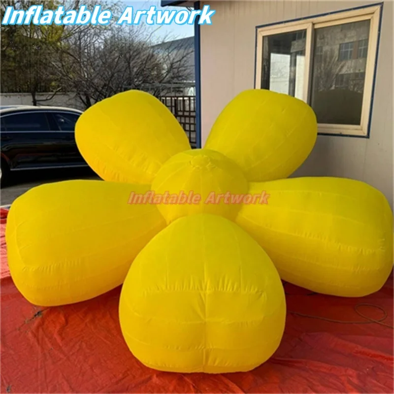 Modelo de flor inflável amarelo gigante decorativo de festa personalizado para brinquedos de design de palco