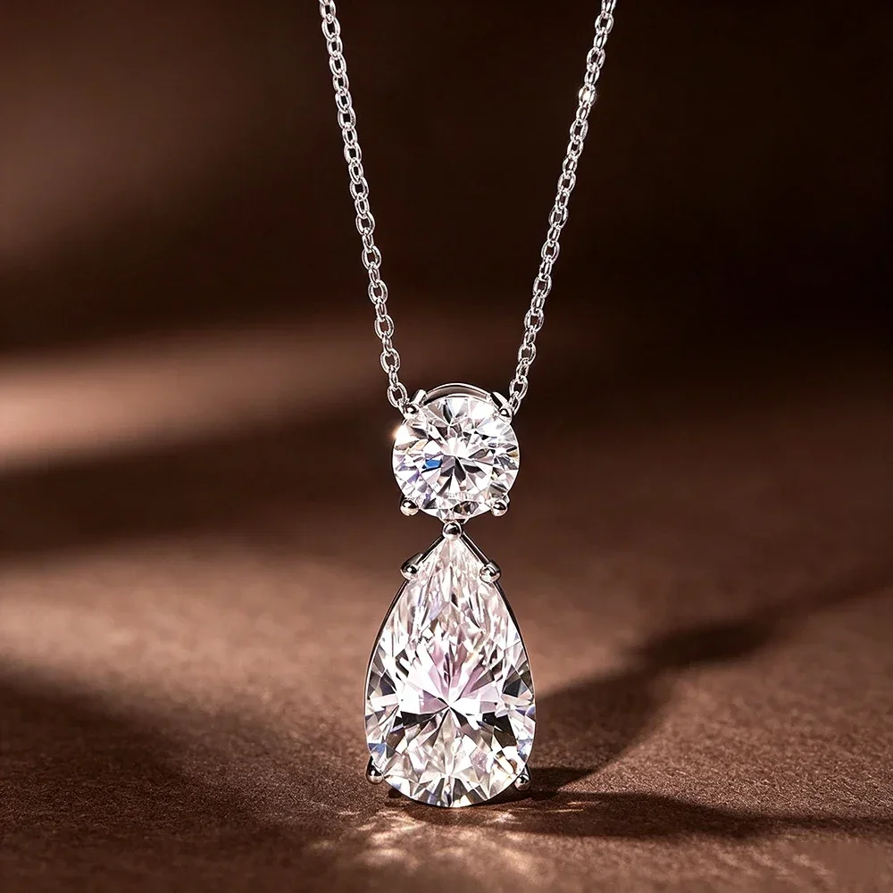FCGJHW Waterdrop Moissanite Jewelry Sets S925 Silver Pendant Necklace&Drop Earrings Pear Diamond for Women Wedding Jewelry 2026