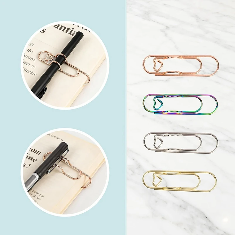 Super Sale Paper Clip Pen Holder, Metal Pen Clips for Notebook - 12 Pcs Colorful Paper Clip Pen Holder Planner Accessories