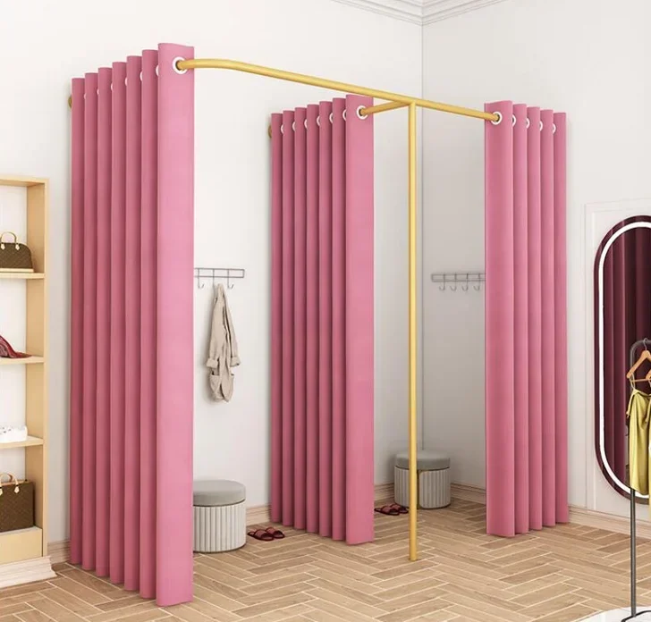 

Clothing store F-type fitting room track simple dressing room partition cloth curtain men's and women's