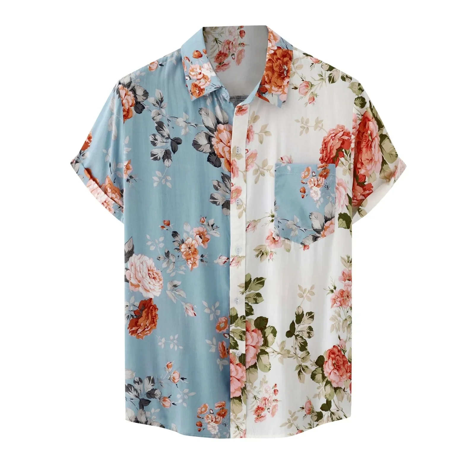 Men'S Hawaii Shirt Short Sleeve Casual Button Down Tropical Beach Shirt Fashionable Men'S Short-Sleeved Shirt