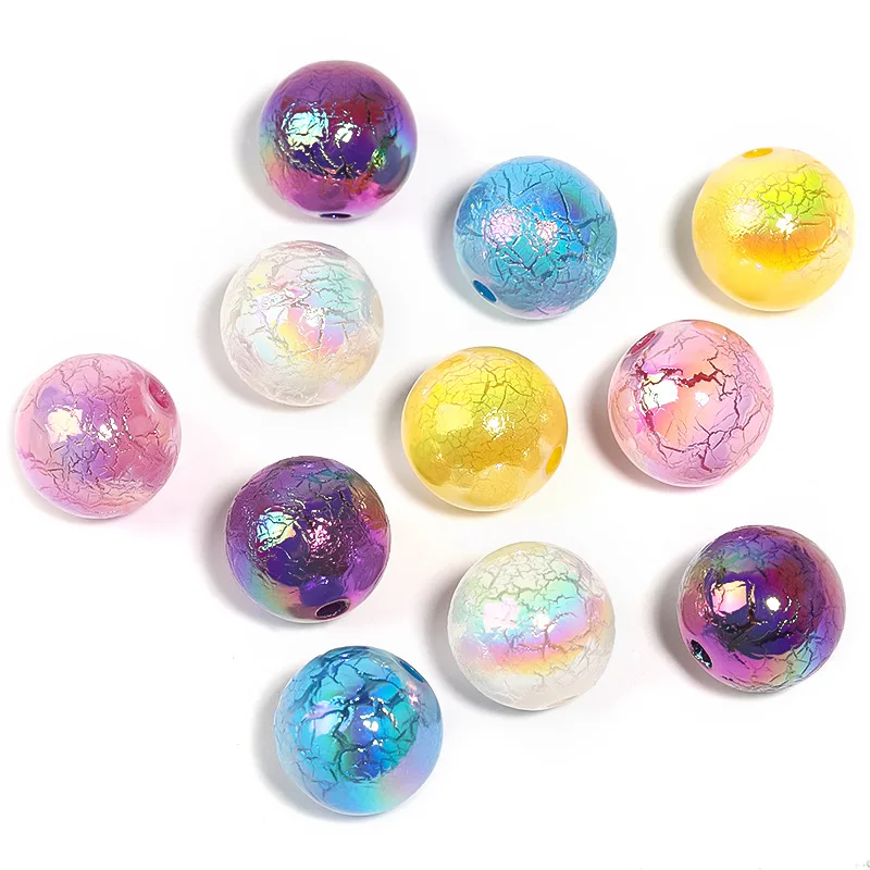 

DIY Jewelry Findings AB Colors Crackle Style Round Gumball Bubblegum Necklace Earring Beads Ornament Accessories 16mm 100pcs