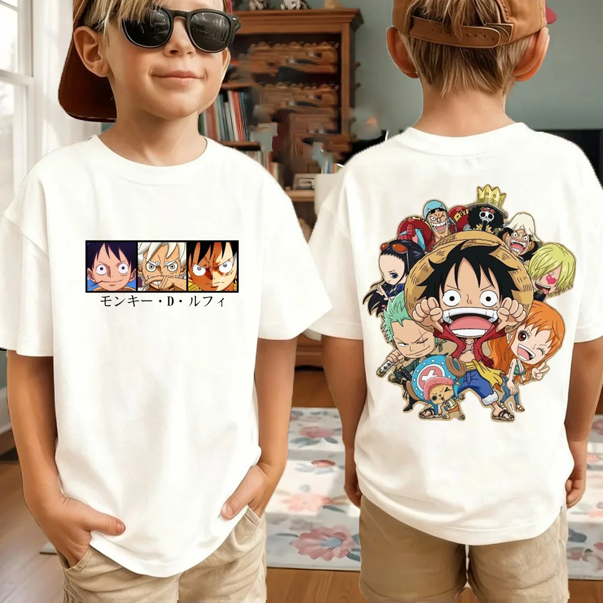 

Мужская футболка с принтом японского аниме One Piece, детская футболка с короткими рукавами в стиле Харадзюку для мальчиков, детская футболка с Луффи, одежда