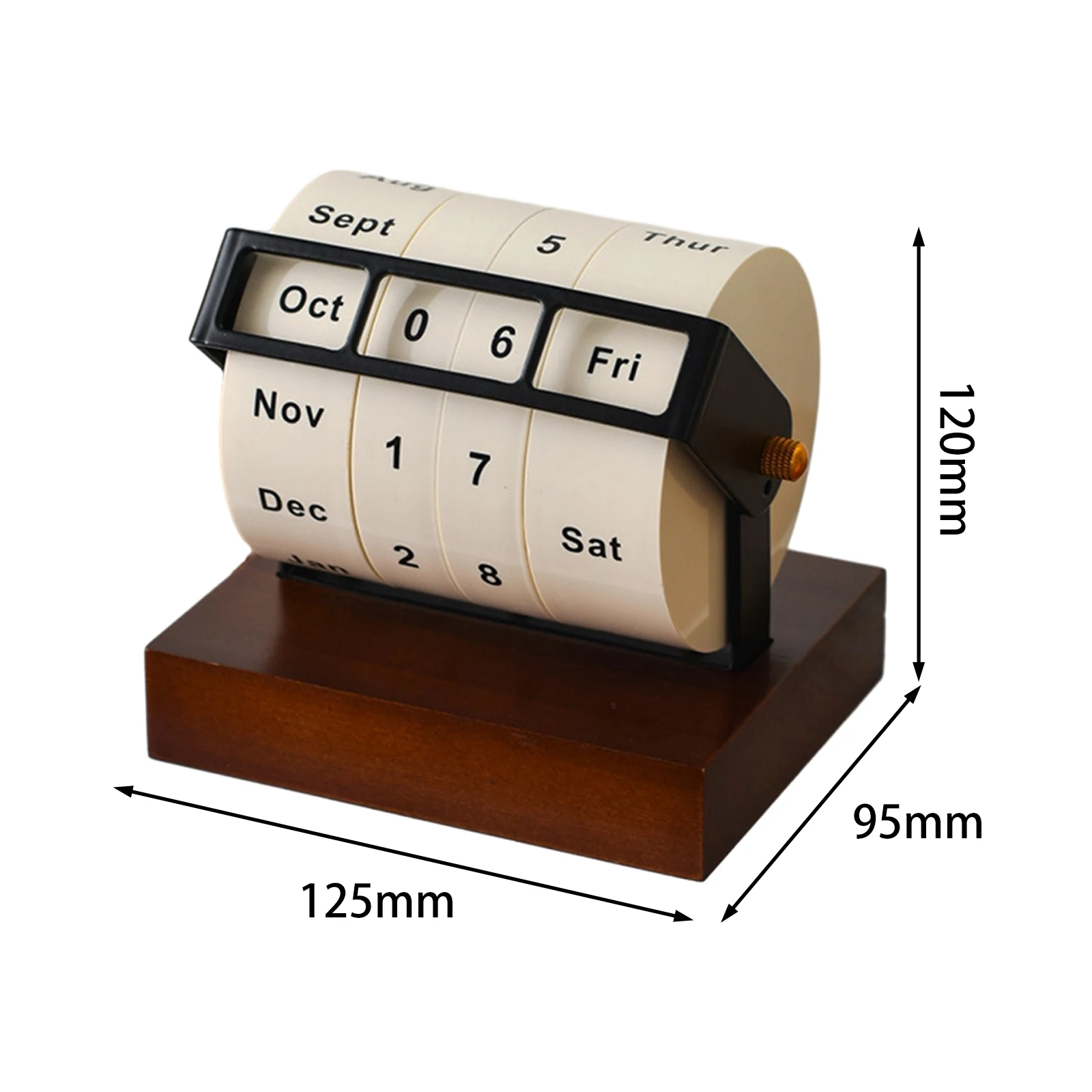 Perpetual Calendar Stable Wooden Rotary Calendar for Shop Living Room School Rotary Calendar Month Week Day Date Display