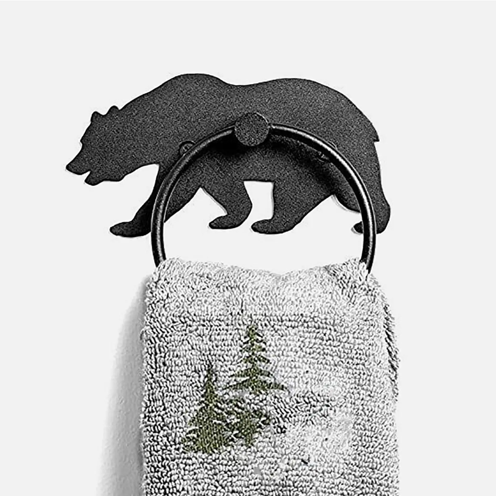 

Гладкое черное железное кольцо-держатель для полотенец в ванную комнату, настенный декор, вешалка для полотенец для современных шкафов и прачечных зон