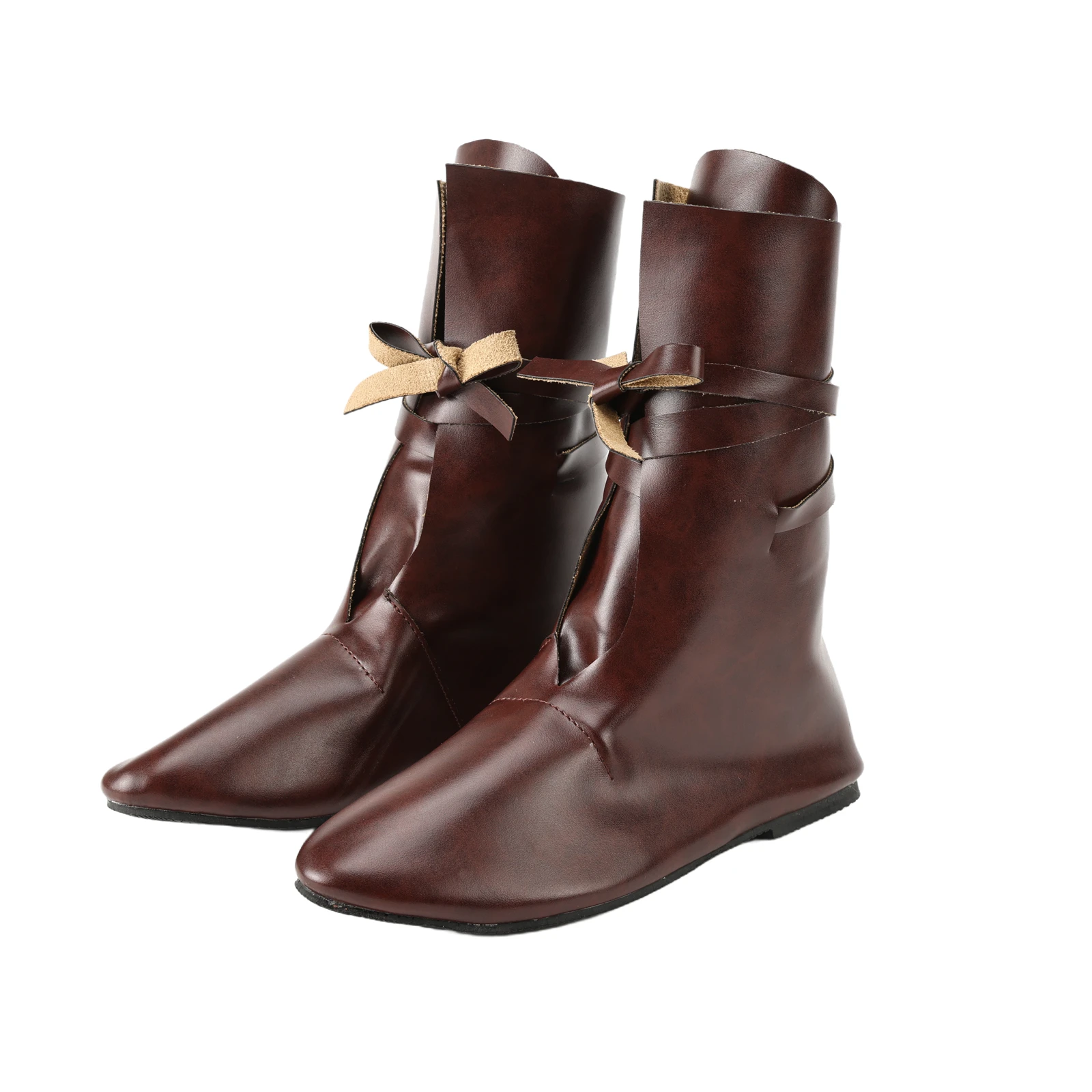Women Medieval Pirate Ankle Boots Renaissance Bow Lace Up Flat Booties Gothic Fairy Fancy Dress Footwear for Halloween Carnival