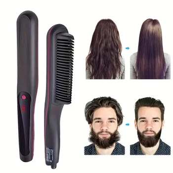 Image 2024 New hair straightening comb, men's beard straightening brush, 3-in-1 electric comb for wigs and all hair types