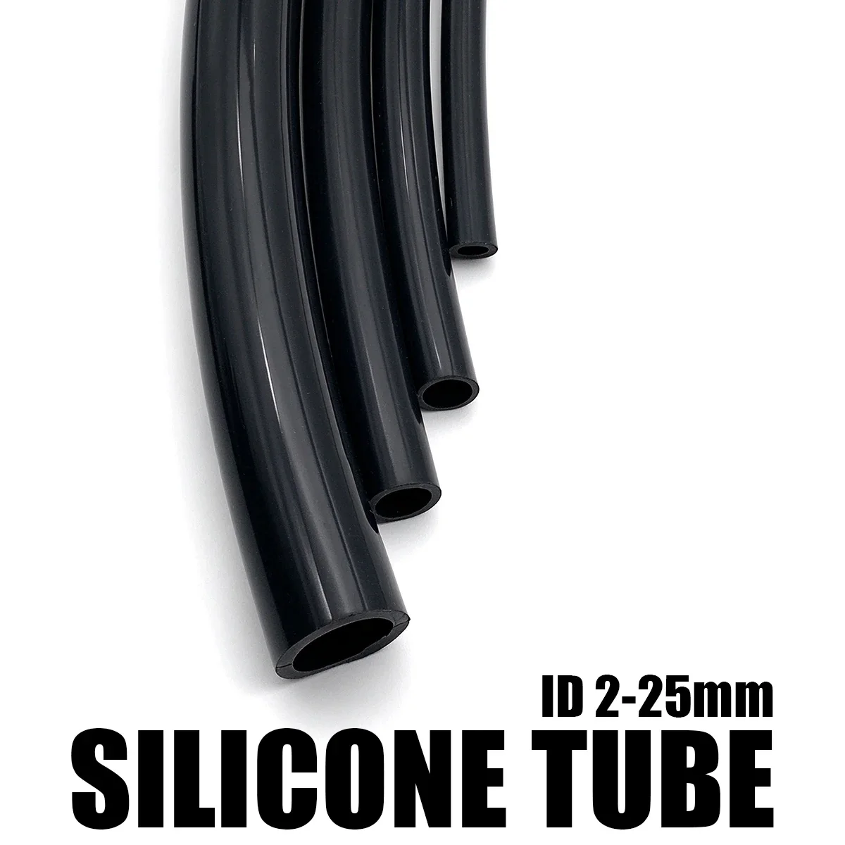 Food Grade Black Silicone Tube ID 2-25mm Flexible, Durable, Light Resistant, Non-toxic, Odorless, Easy to Clean Water Conduit.