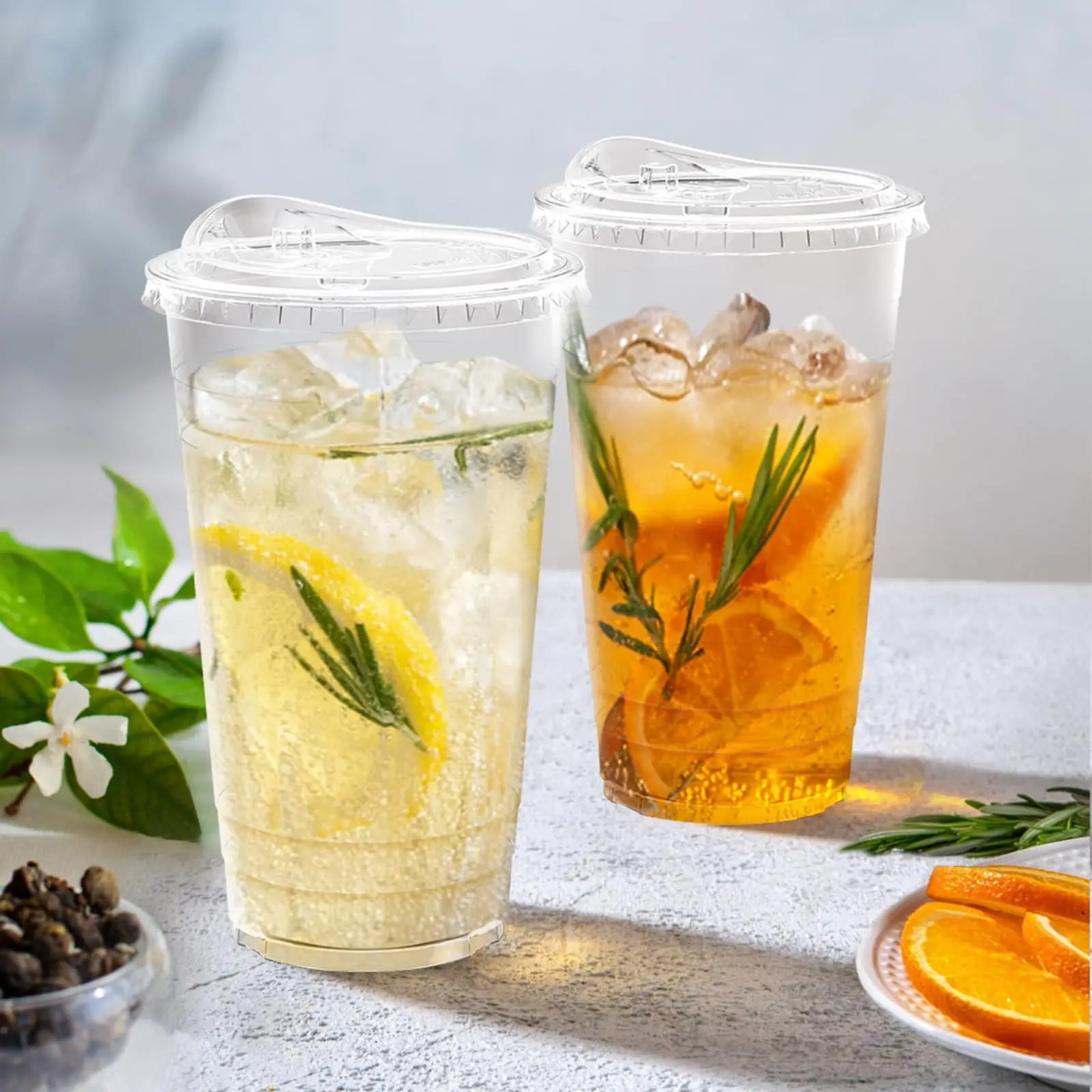 500ml transparenter Plastikbecher mit Deckel, robuster und lebensmittelechter Eiskaffeebecher, Einweg-Smoothiebecher aus Kunststoff für kalte Getränke