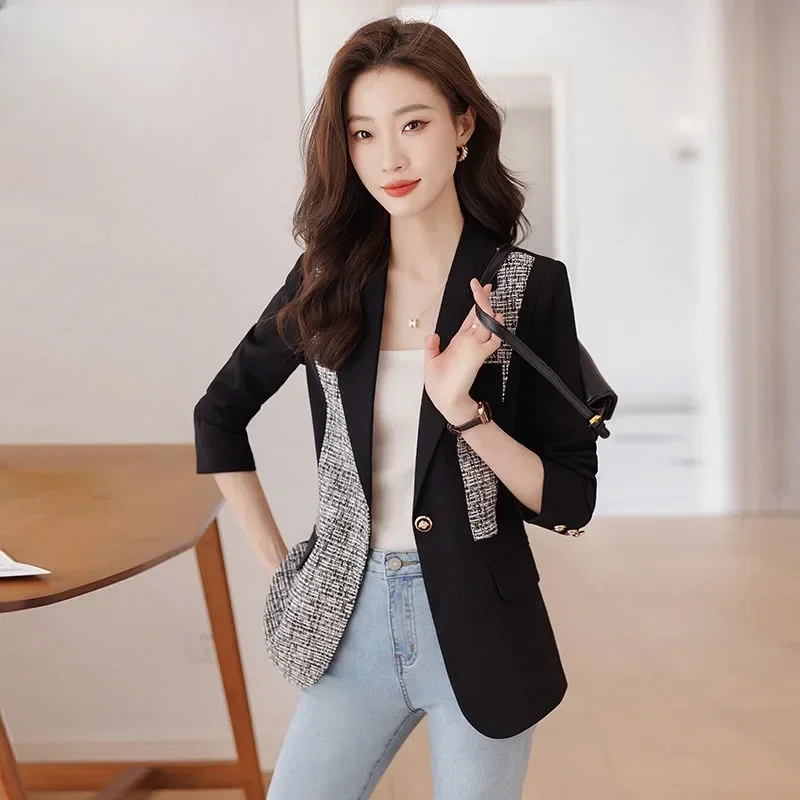 High-end Suit Jacket Design Sense Niche Women's Blazers Spring Autumn Temperament Fashion Slim Fit One Button Female Outcoat