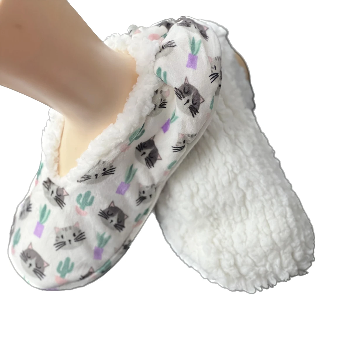 Soffice pantofola da pavimento femminile donna dinosauro pupazzo di neve scarpe invernali spessa peluche antiscivolo Grip carino divertente scarpe