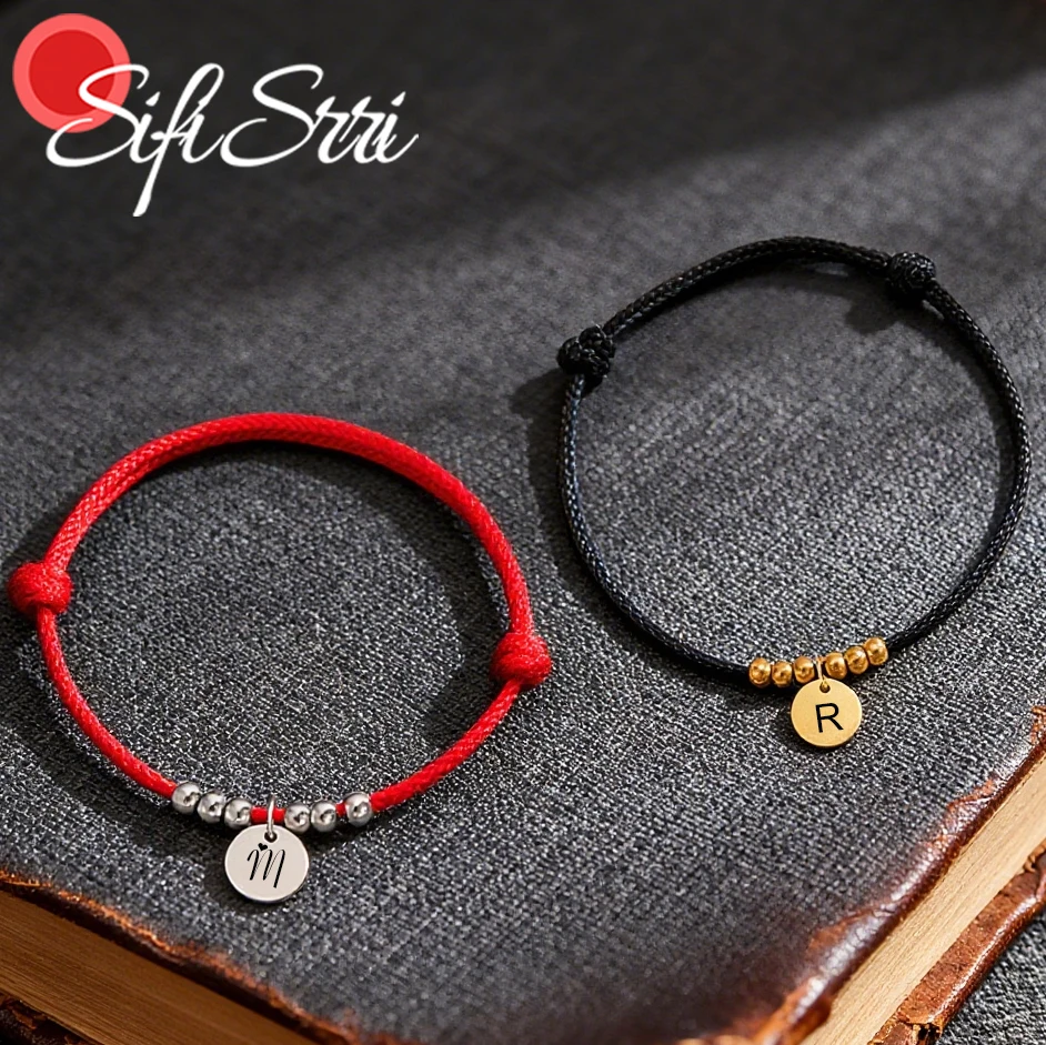 Sifisrri Engrave Name Bracelet For Women Stainless Steel Jewelry Round Medal Braided Rope Chain Personalized Christmas Gift