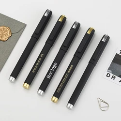 100 Pcs Free Customized Logo Signature Pen Gift Advertising Pen Black 0.5mm Gel Pen Frosted Personalized Pens Multi Function Pen