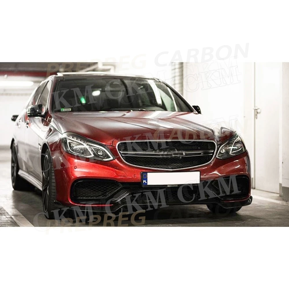 For W212 Carbon Fiber Front Lip Spoiler Chin Splitters For Benz E Class E260 E300 E400 E63 AMG 2014 - 2016 Car Bumper Protector view 6
