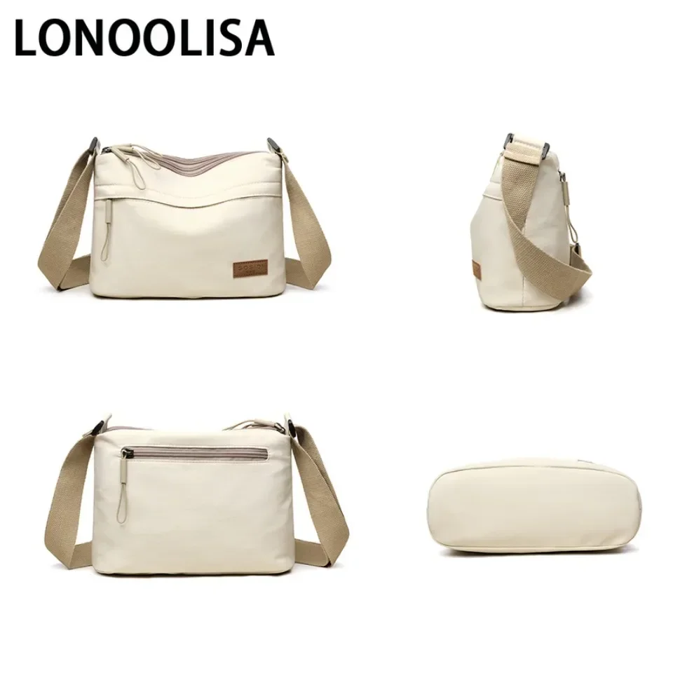 3 Main Pockets High capacity Shoulder Crossbody Bag for Women Multi-pocket Purse canvas Handbag Suitable for mothers shopping image 5