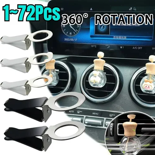 Imagen 1 del producto Clip de perfume para salida de aire de aire acondicionado de coche blanco negro 360 °   Accesorios giratorios del coche del clip de la botella de cristal del perfume del acero inoxidable
