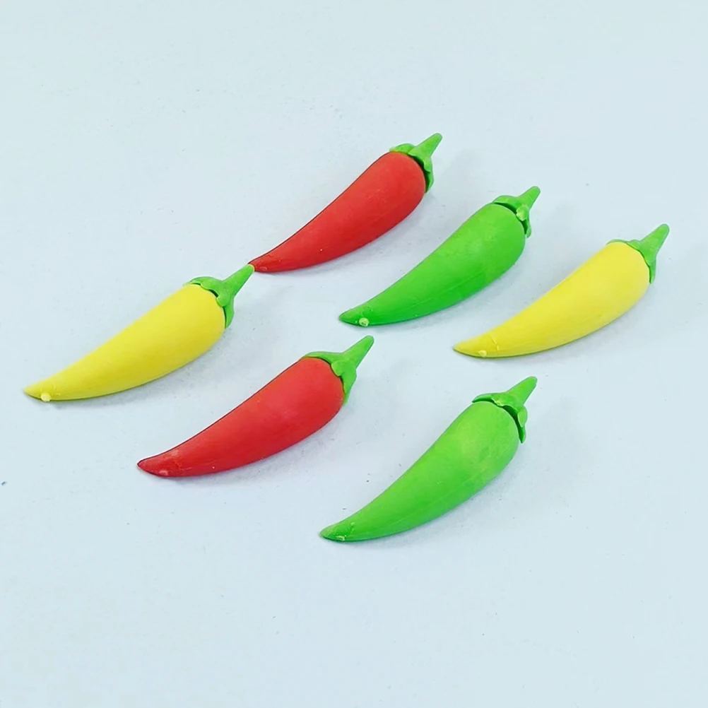 

24 Pcs Chili Pepper Erasers Mini Vegetable Design Material Classroom Rewards Decorations Fake Fruits Gifts Student Supplies
