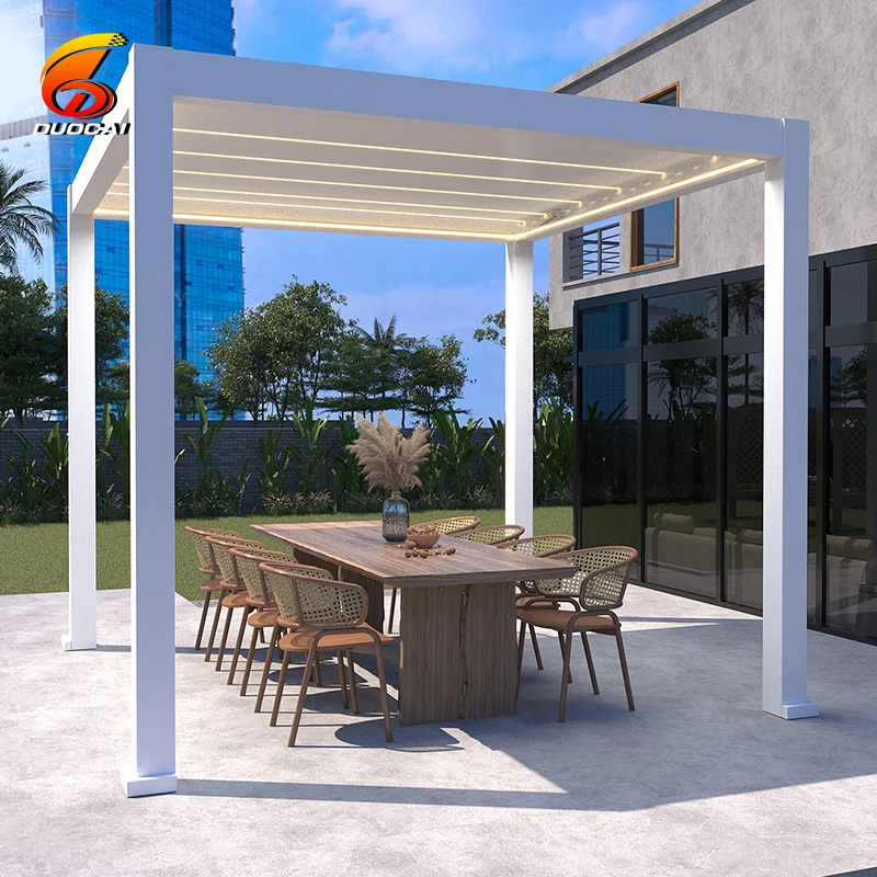

Manufacture High Quality Outdoor Remote Control Louvered Roof Gazebo Pergolas Aluminium Kits Retractable For Sale