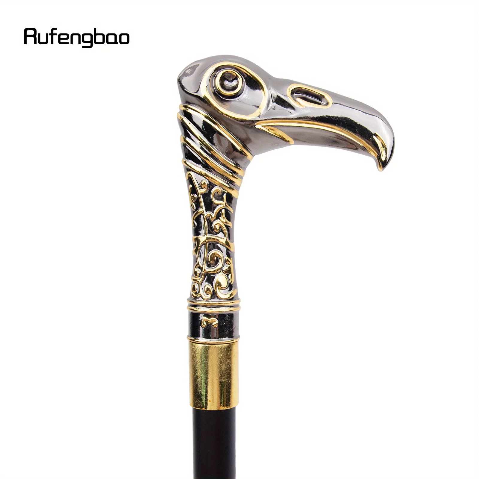 ไม้เท้าตกแต่งหรูหราหัวนกอินทรีสีดำทอง ไม้เท้าแฟชั่นสุดหรู ไม้เท้าคอสเพลย์ ไม้เท้าโลหะผสมสำหรับการแสดงบนเวที ความยาว 93 ซม.