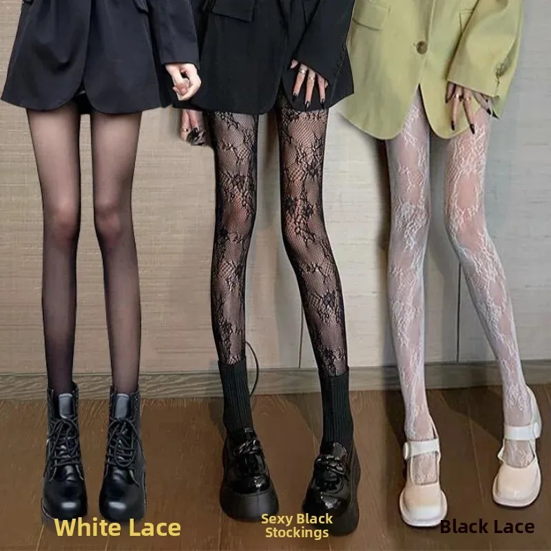 Ultra-Thin Sexy Fishing Net Stockings Black And White Silk Women's Thin Model Popular Internet Red Anti-Catch Summer Tights