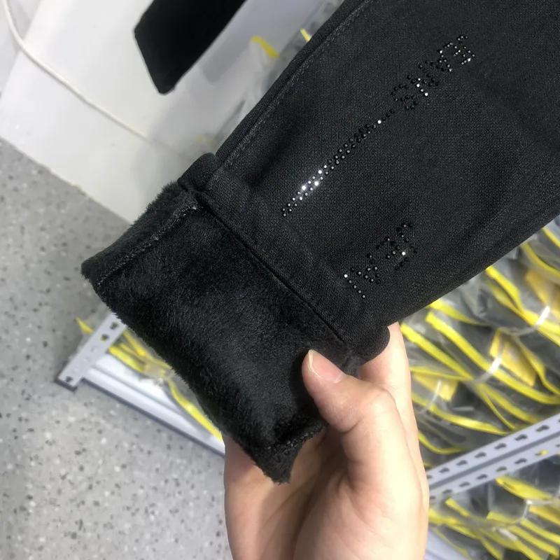 

Thickening Velvet Hot Drilling Black Jeans for Women 2022 New Fashion Winter Stretch Tight High Waist Pencil Pants All-match