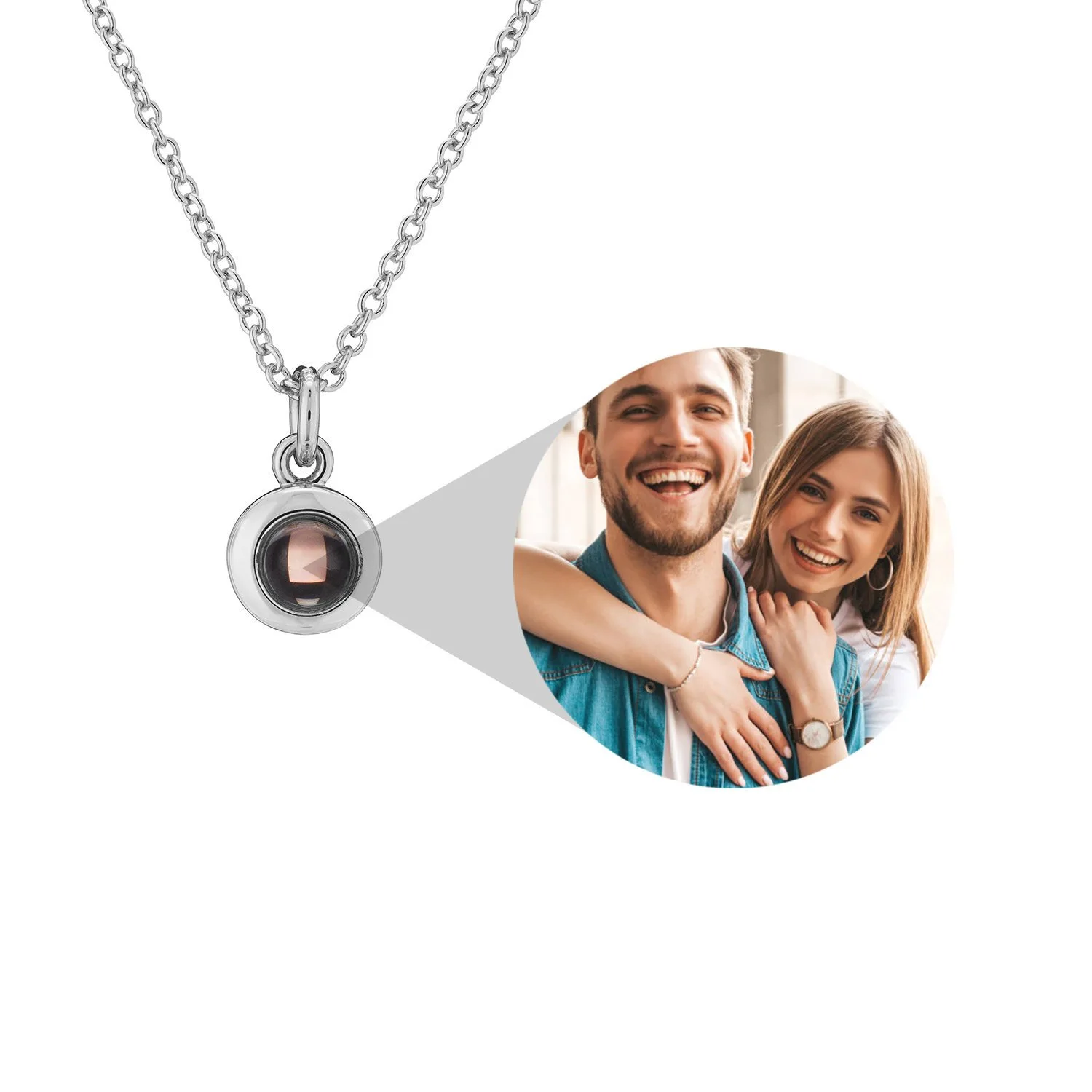 2022 Valentine's Day Gift Photo Custom Projection Necklace Lock Shaped Projection Necklace Lover Family Wife Husband Memory Gift