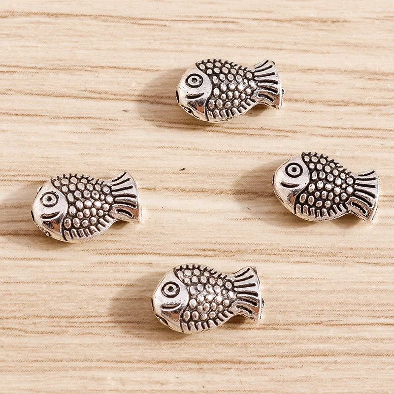 Tusember 40 Stück 7*10mm Metall Niedliche Kleine Fisch-Charms Perlen Anhänger für Schmuckherstellung Handgemachte Halsketten Ohrringe Armbänder DIY – Detail 3
