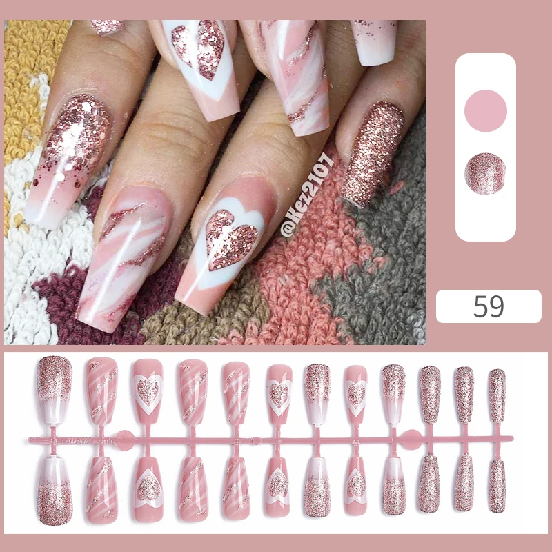 24 pçs encantador estilo francês ballet wearable dicas de unhas falsas cabeça quadrada cobertura completa imprensa em unhas acabadas destacáveis