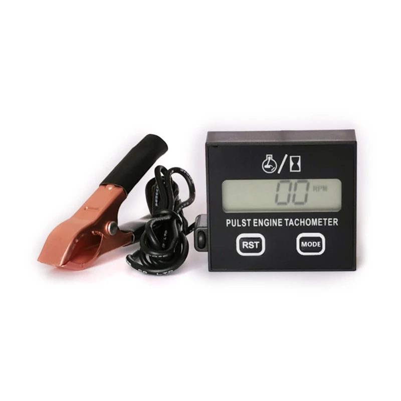 Inductive Hour Meter Waterproof Tachometer Digital Speedometer Replaceable Battery Tachometer for Mower Tractor Chainsaw