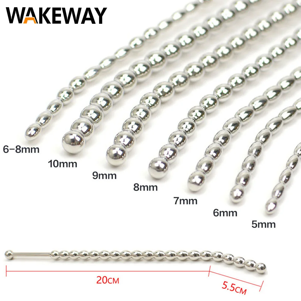 WAKEWAY Stainless Steel Urethral Sound Dilators Sounding Penis Plug Urethral Beads Sex Toys for Men Catheters Urethral Plug