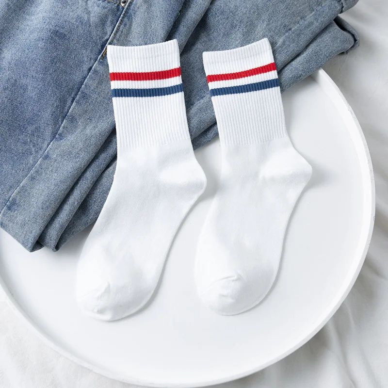 Белые носки в полоску Harajuku Kawaii, забавные милые носки в стиле хип-хоп, скейтборд Mujer, женская уличная одежда, Calcetines, черные Skarpetki Meia
