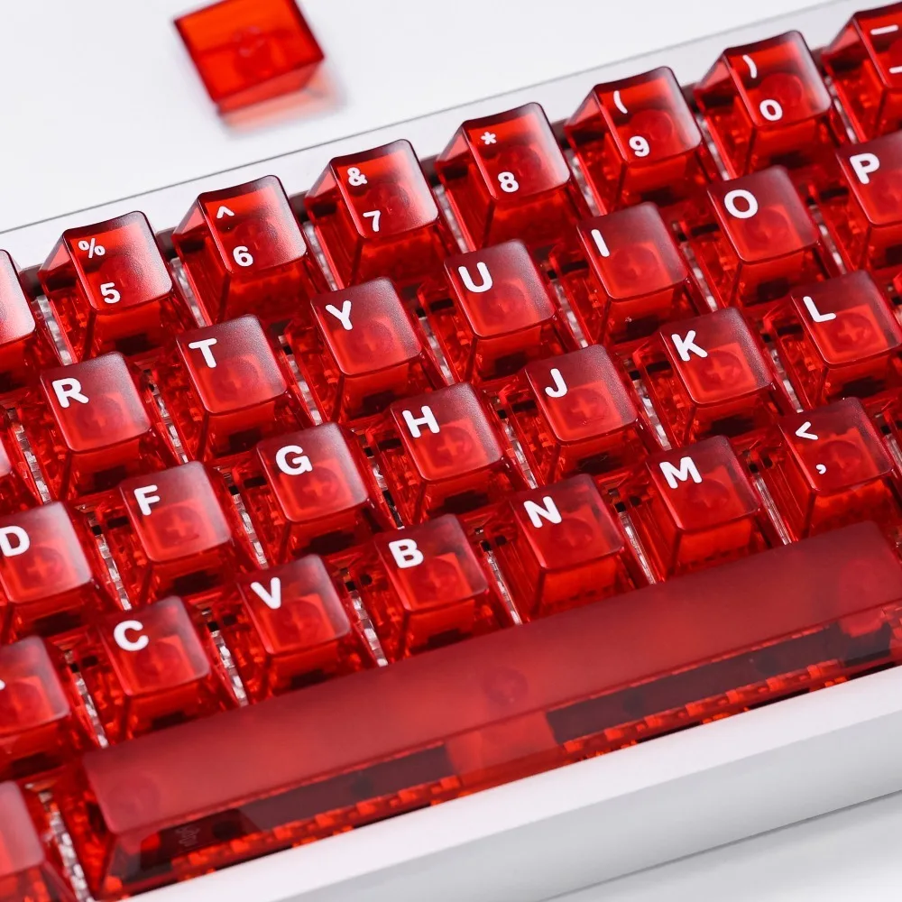 

Колпачки для клавиш Chosfox, матовые, прозрачные, красные, белые, фиолетовые колпачки для клавиш, механическая клавиатура 61/108% Artisan Cherry Profile, игровой аксессуар