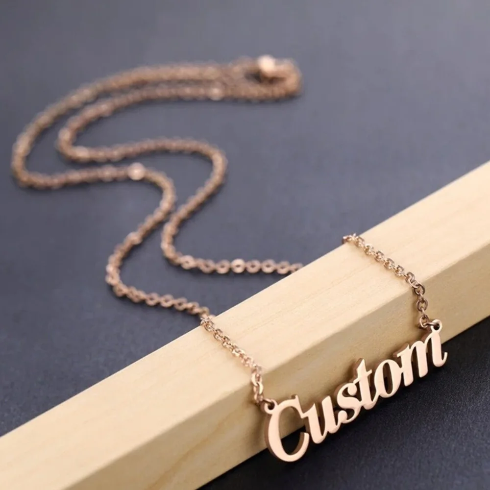 Customized Name with Different Fonts Pendant Stainless Steel Simple and Fresh Necklace