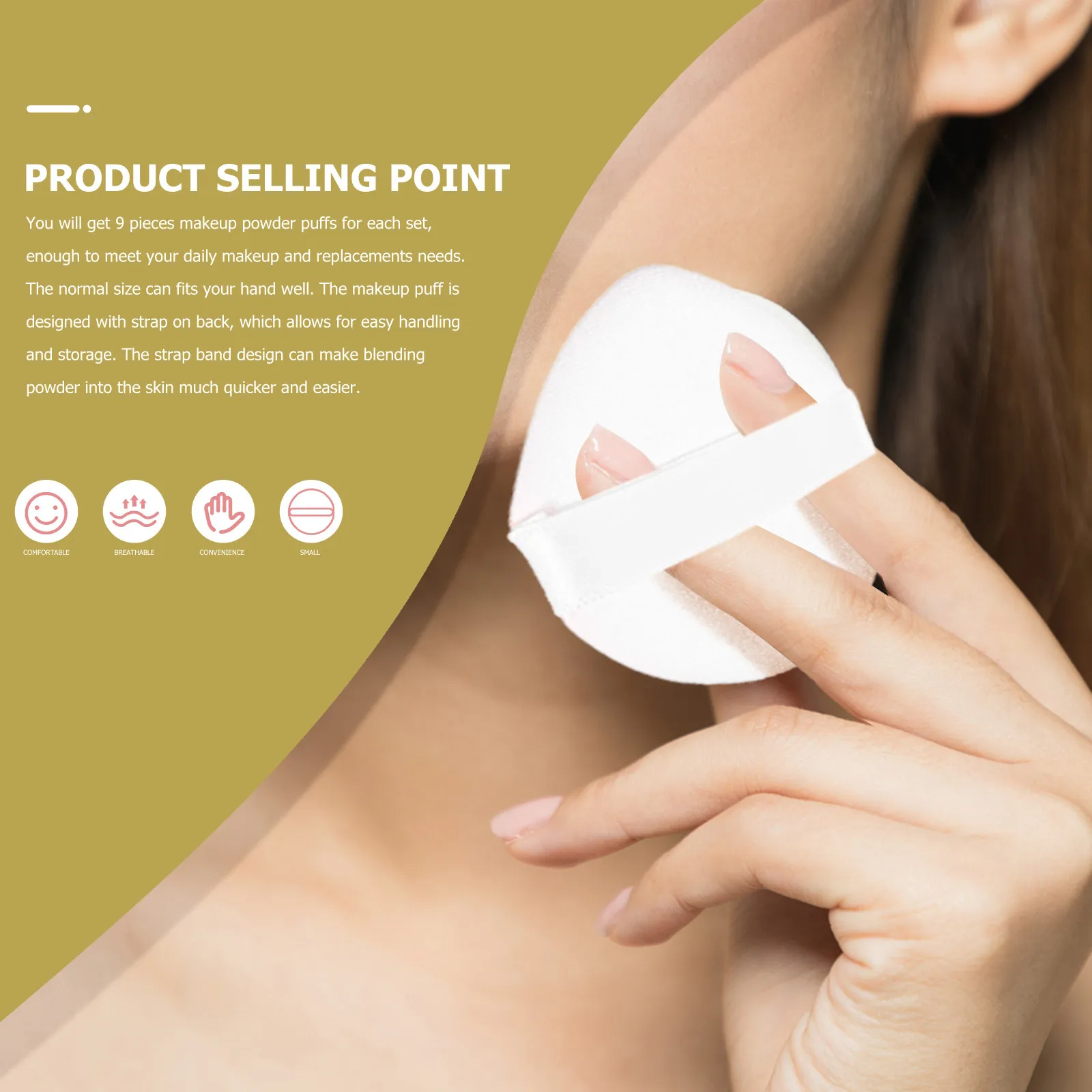 Hot deal: 9Pcs Makeup Puff Set with Strap for Liquid Foundation Cream Cushion Sunscreen Blush Pressed Loose Powder Eye Shadow Facial