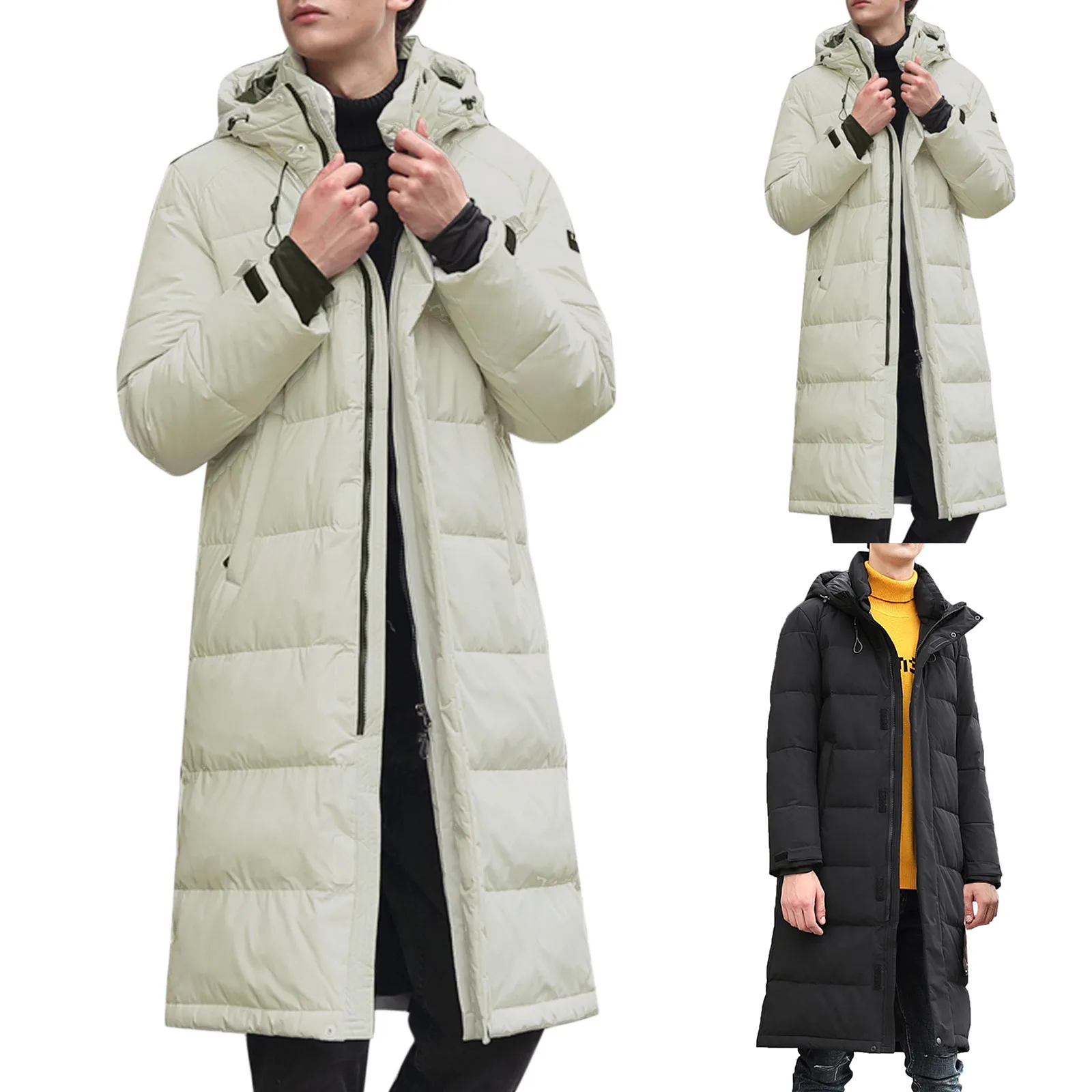 Men Autumn And Winter Solid Zipper Loose Outdoor Long Style Cotton Coat Top Blouse Jacket Mens Long Wool Coats Winter