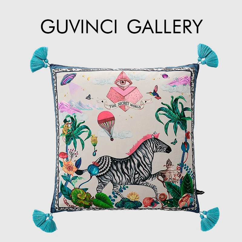 

GUVINCI The Secret World Themed Cushion Cover Rich Velveteen Magnificent Zebra Decorative Throw Pillow Case For Bed Sofa Chair