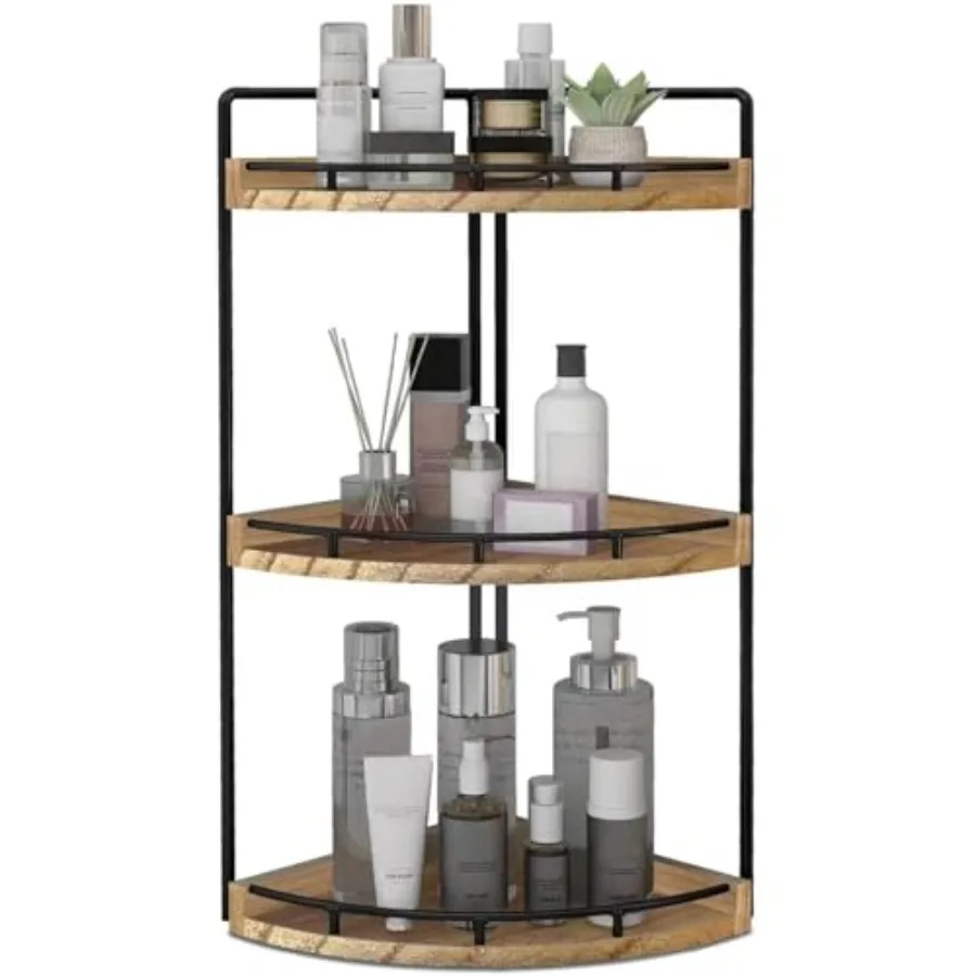 

3-Tier Corner Bathroom Organizer Countertop for StorageVanity Tray Wood Counter Organizer for Kitchen Bathroom Dresser Rustic B